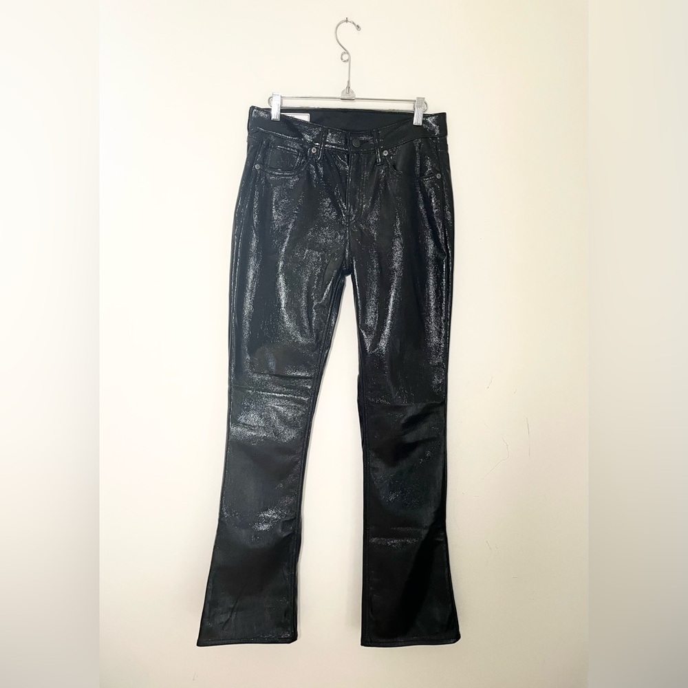 GAP baby boot mid rise black patent leather pants 6
